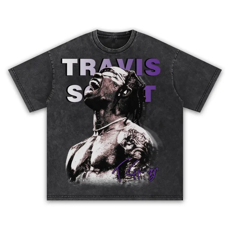 Retro Purple x Travis Scott 'Muscled Upper' Vintage Acid Wash Tee