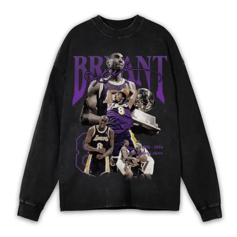 Retro Purple x Kobe Bryant 'Mamba Tribute' Vintage Acid Wash Long Sleeve