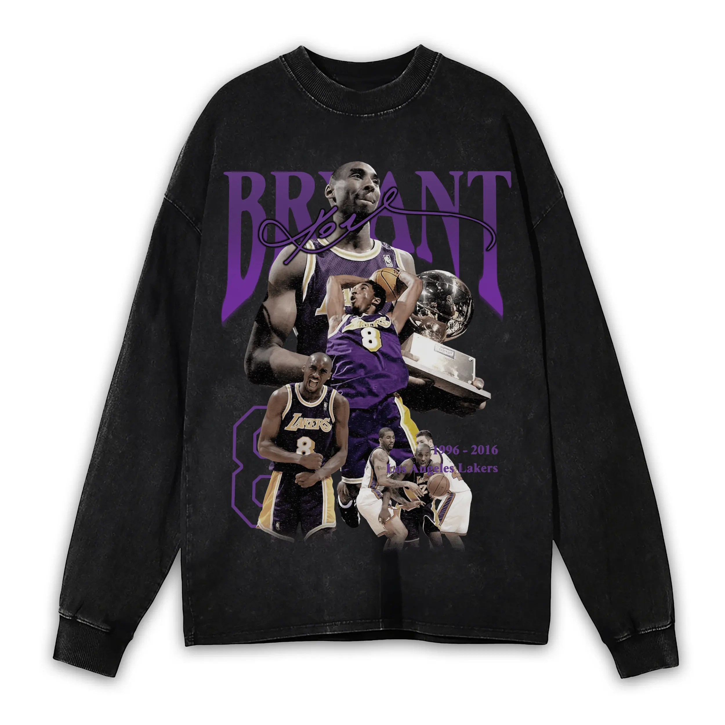 Retro Purple x Kobe Bryant 'Mamba Tribute' Vintage Acid Wash Long Sleeve