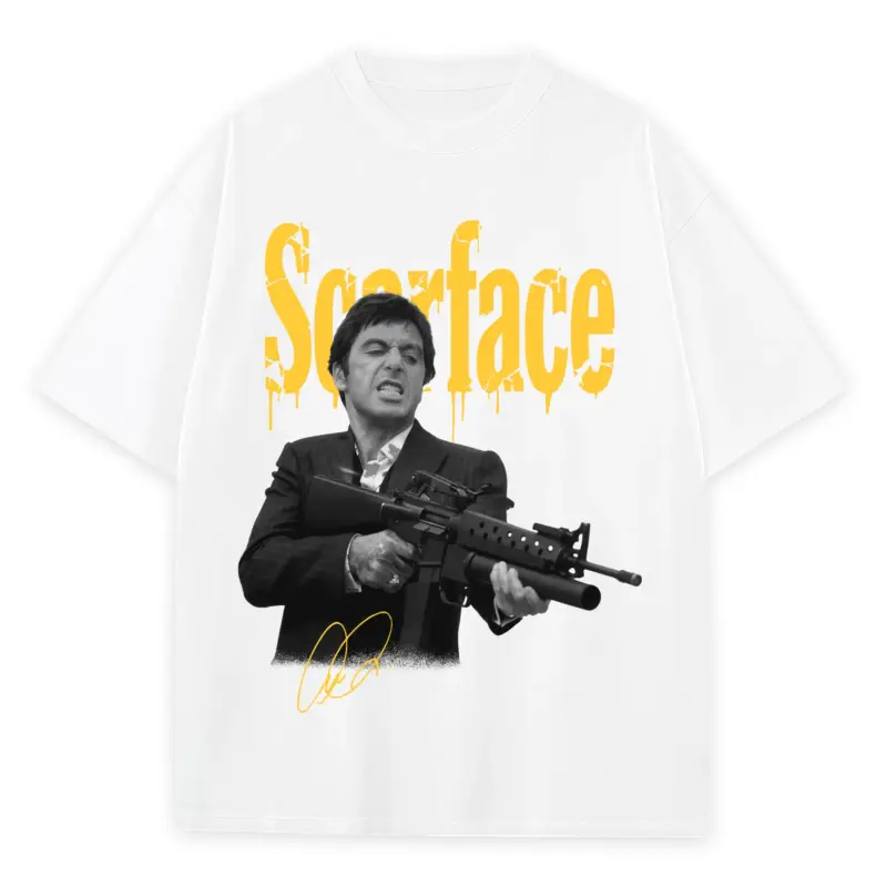 Taxi Yellow x Scarface 'Machine Gun' Heavyweight Tee - White