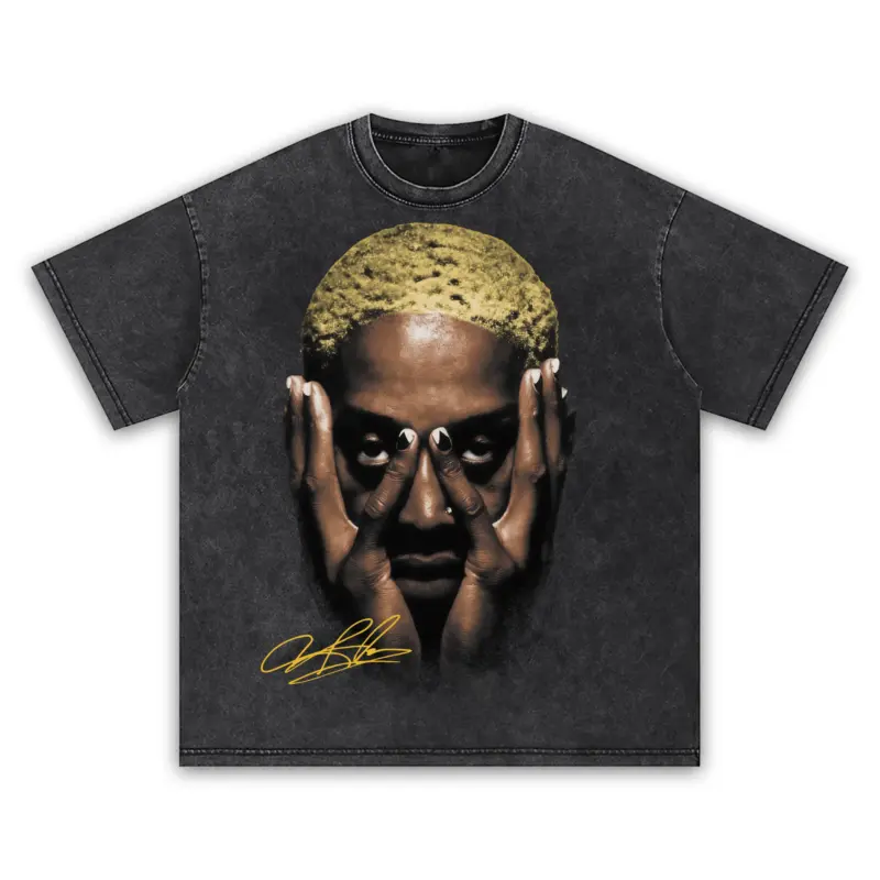 Taxi Yellow x Dennis Rodman 'Hands Over Head' Vintage Acid Wash Tee