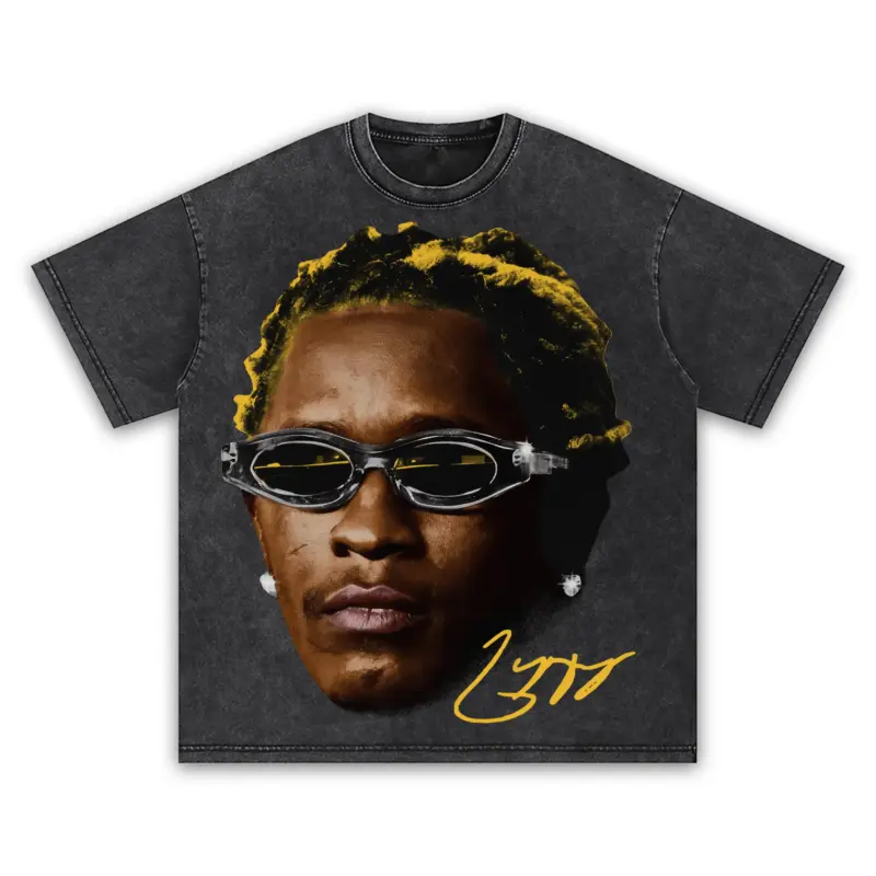 Taxi Yellow x Young Thug 'Spider Shades' Vintage Acid Wash Tee