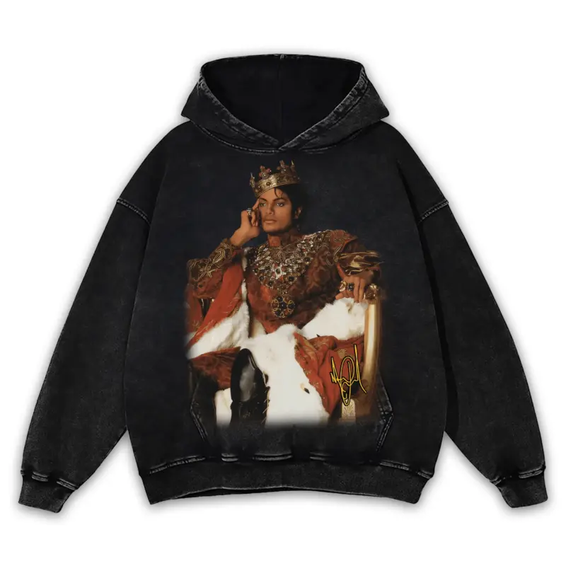 Taxi Yellow x Michael Jackson 'Royal' Vintage Acid Wash Hoodie - Black