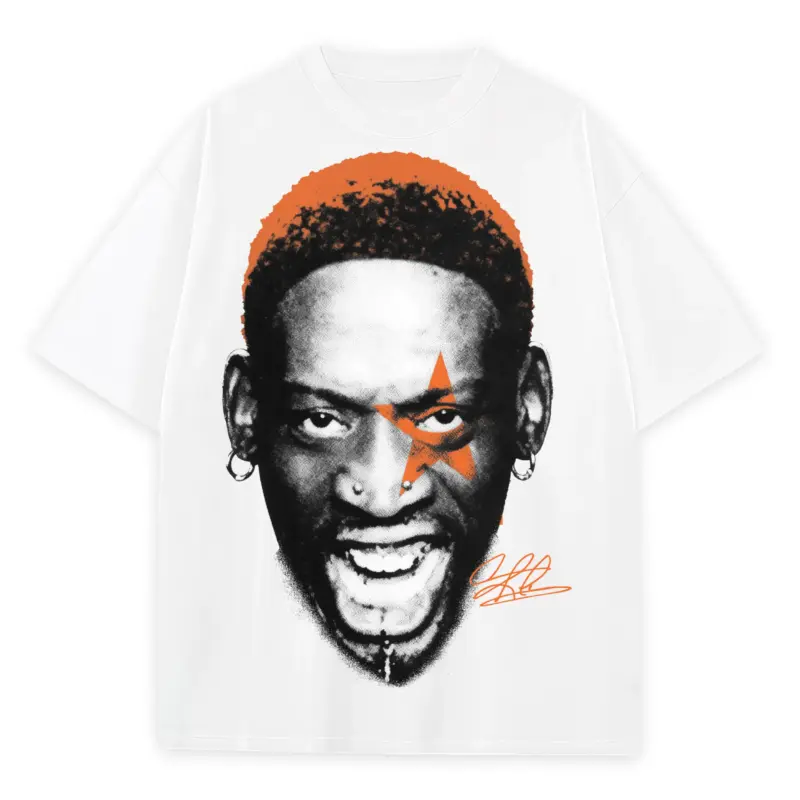 Starfish Orange x Dennis Rodman 'Yelling' Heavyweight Tee - White