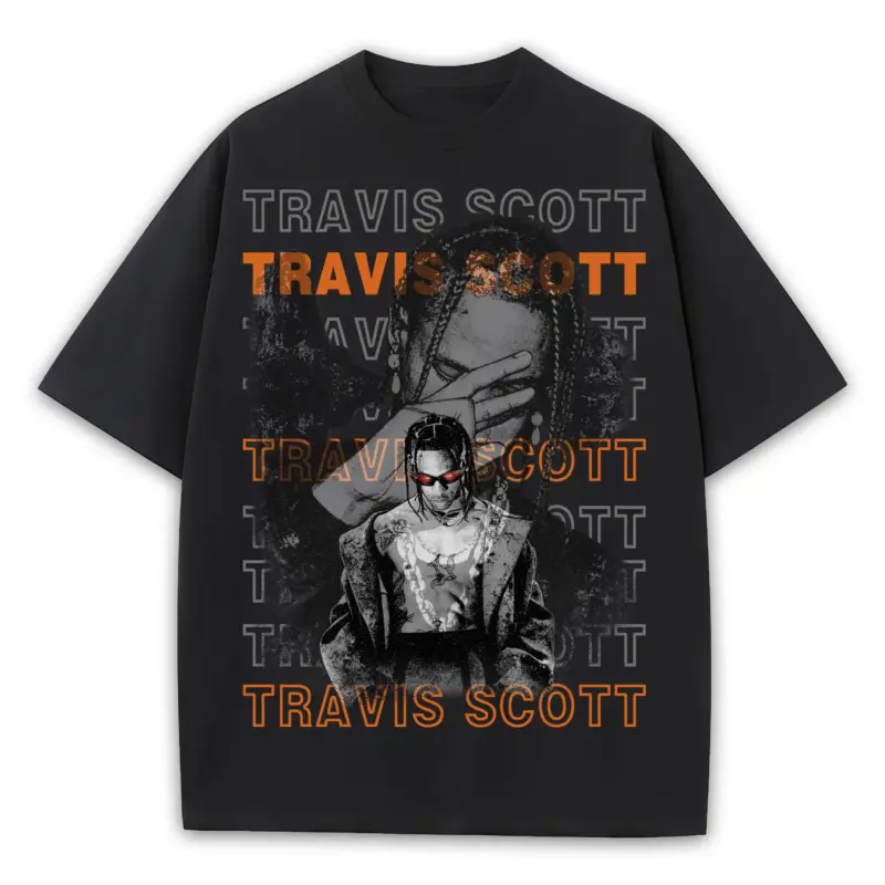 Starfish Orange x Travis Scott 'Double Exposure' Heavyweight Tee - Black