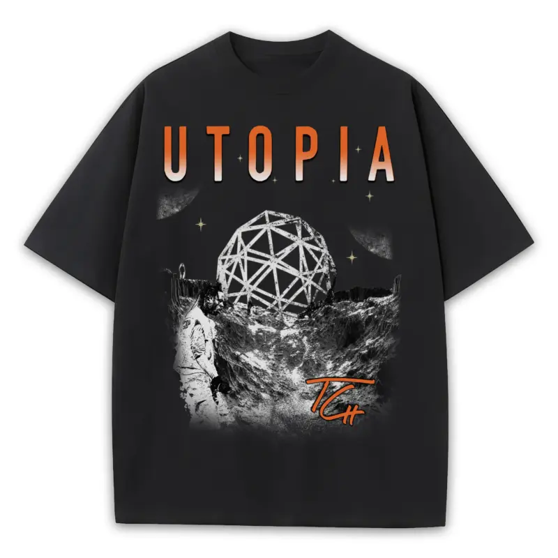 Starfish Orange x Travis Scott 'Utopia Globe' Heavyweight Tee - Black