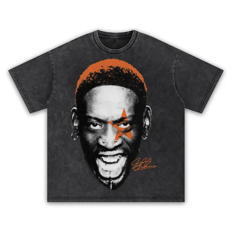 Starfish Orange x Dennis Rodman 'Yelling' Vintage Acid Wash Tee