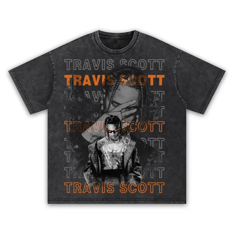 Starfish Orange x Travis Scott 'Double Exposure' Vintage Acid Wash Tee