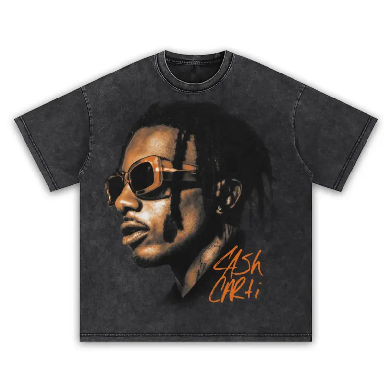 Starfish Orange x Playboi Carti 'Sunglasses' Vintage Acid Wash Tee