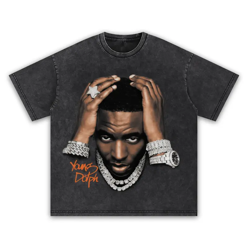Starfish Orange x Young Dolph 'Portrait' Vintage Acid Wash Tee