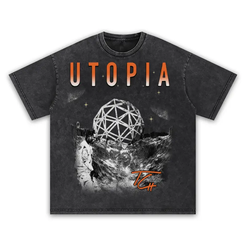 Starfish Orange x Travis Scott 'Utopia Globe' Vintage Acid Wash Tee