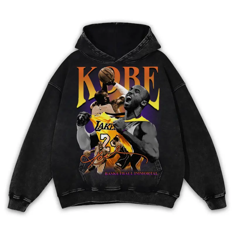 Starfish Orange x Kobe Bryant 'Pop Art' Vintage Acid Wash Hoodie - Black