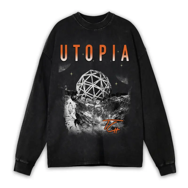 Starfish Orange x Travis Scott 'Utopia Globe' Vintage Acid Wash Long Sleeve