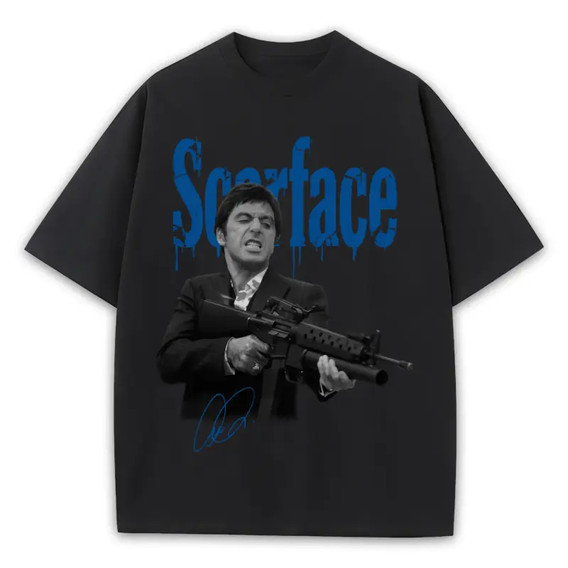 Retro Royal x Scarface 'Machine Gun' Heavyweight Tee - Black