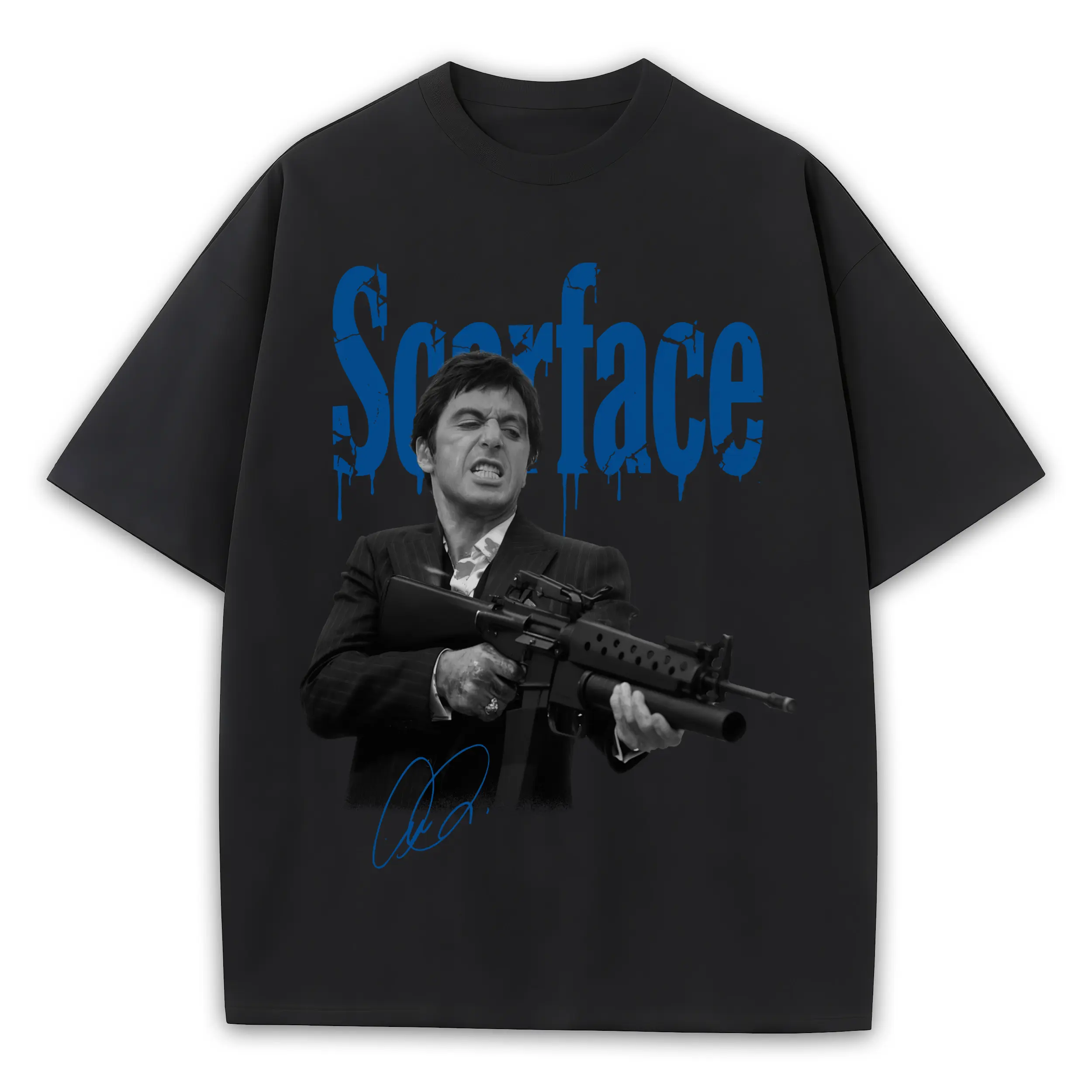 Retro Royal x Scarface 'Machine Gun' Heavyweight Tee - Black