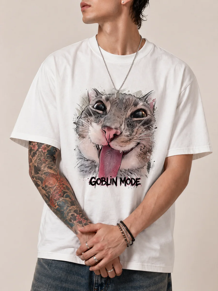 Goblin mode loose fit combed cotton t shirt 1 white.webp