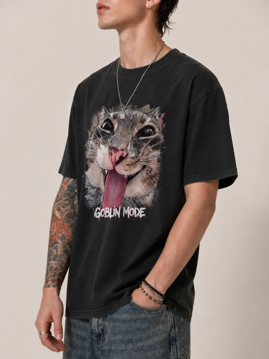 Goblin mode loose fit combed cotton t shirt 2 washed black.webp
