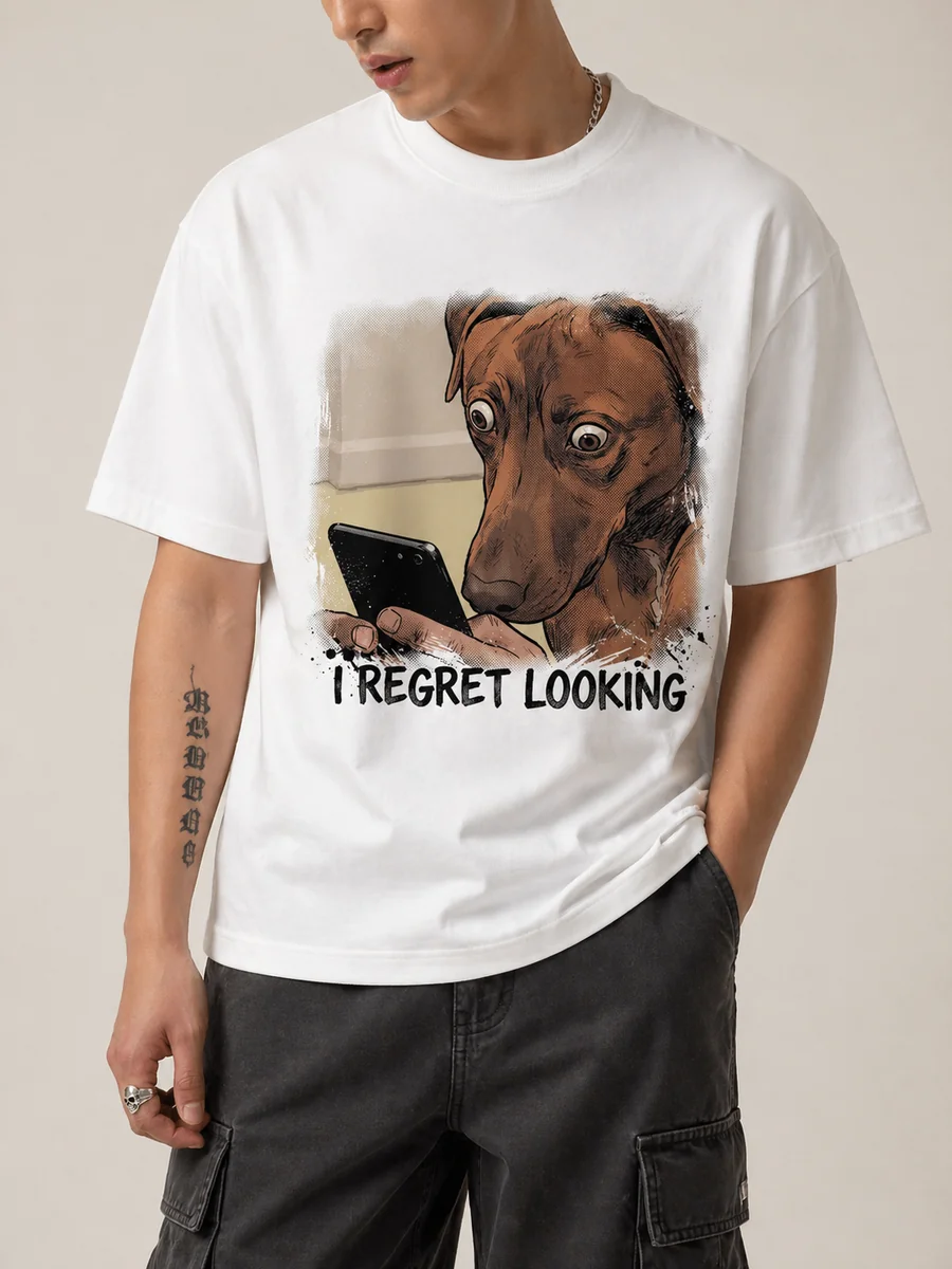 I regret looking meme 100 cotton loose fit t shirt 1 white.webp
