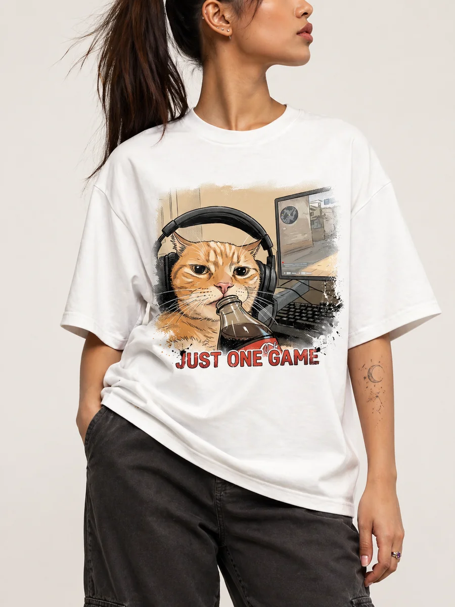 Just one game casual drop shoulder cotton t shirt 1 white.webp
