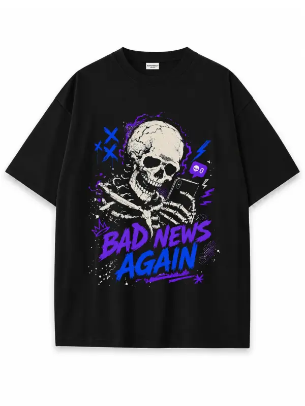 Bad news again oversize tee 2 black.webp