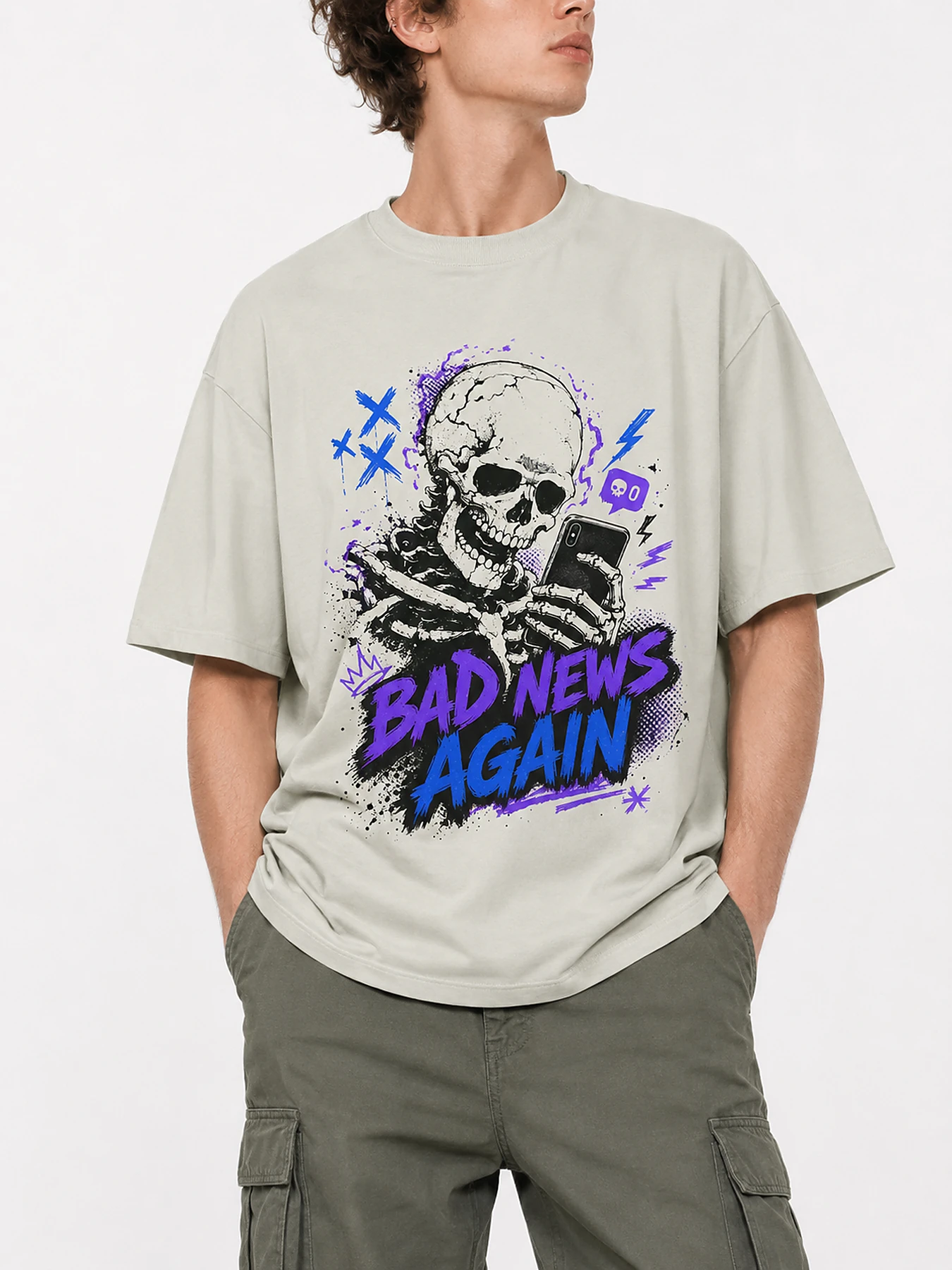 Bad news again oversize tee details 3.webp