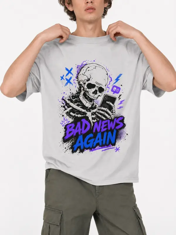 Bad news again oversize tee details 4.webp