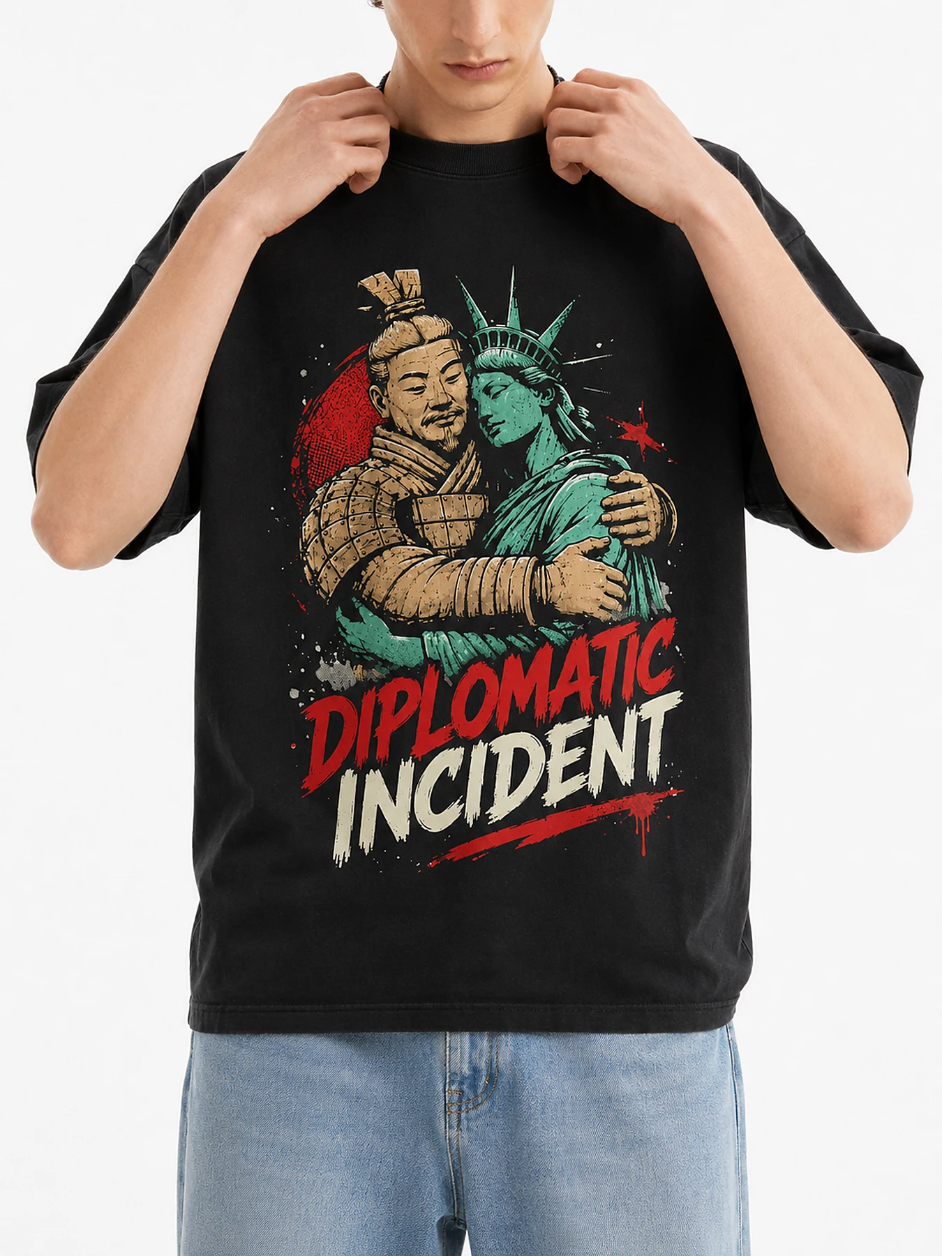 Diplomatic incident oversize tee details 5.webp