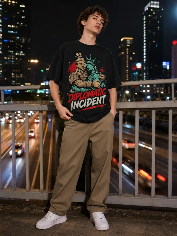 Diplomatic incident oversize tee model 1.webp
