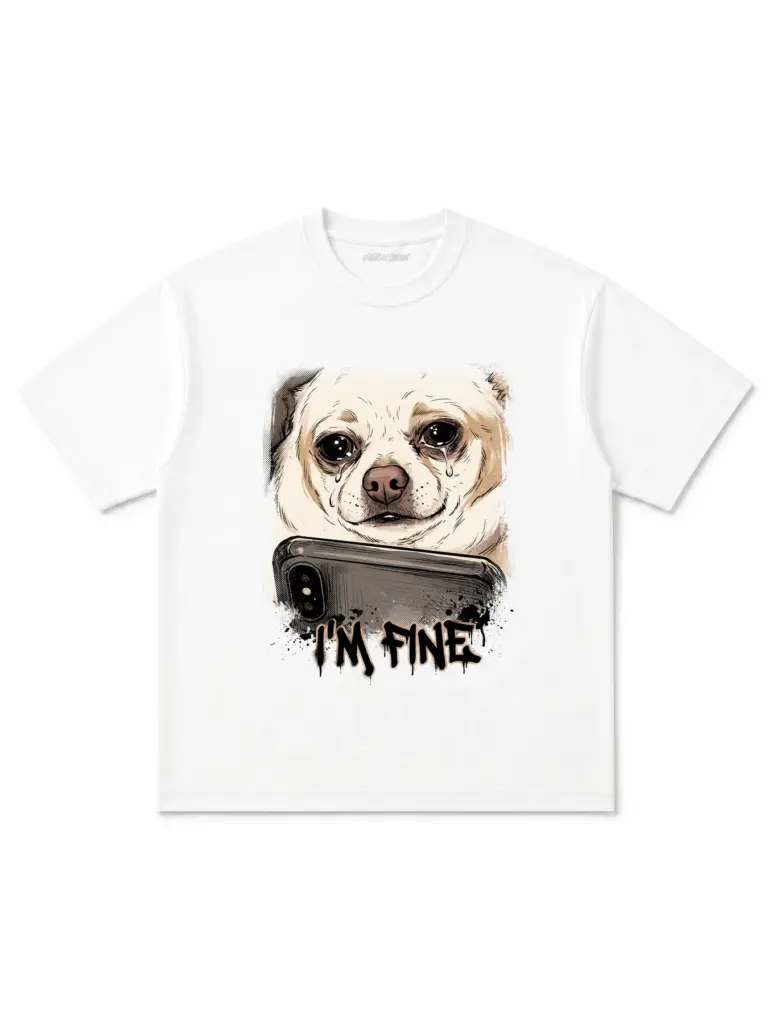 I am fine meme loose fit cotton streetwear t shirt 3 white.webp