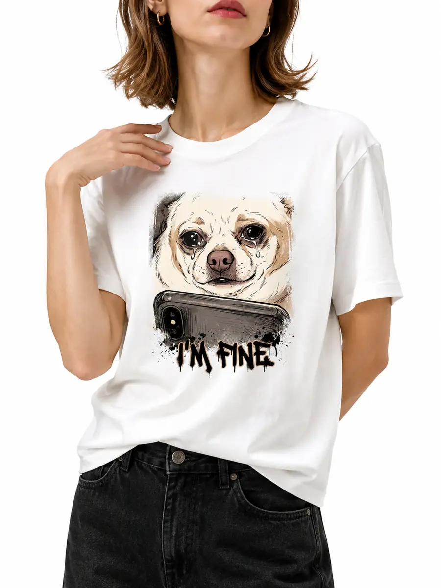 I am fine meme loose fit cotton streetwear t shirt details 1.webp