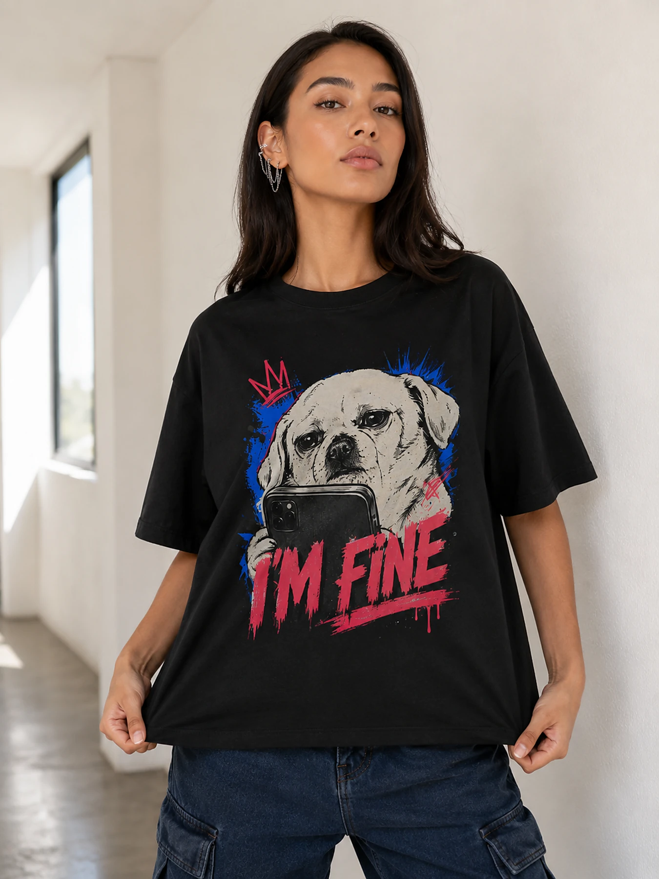 I am fine oversize tee model 1.webp
