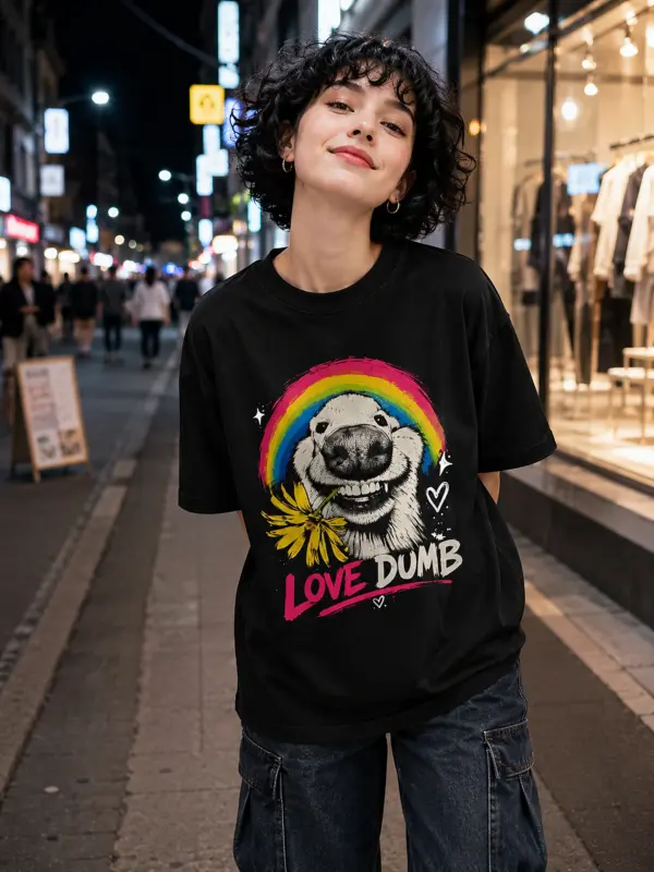 Love dumb oversize tee model 1.webp