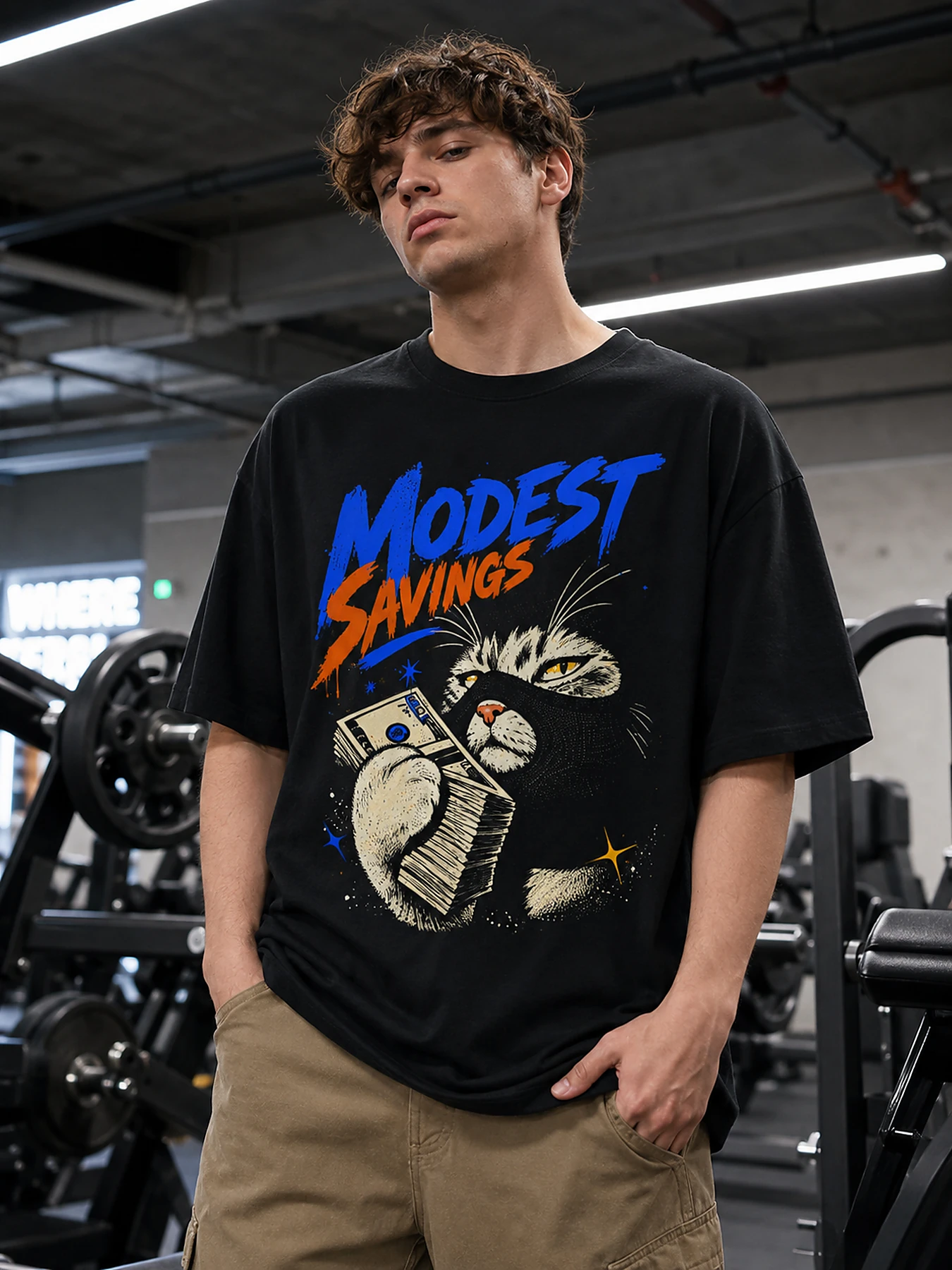 Modest savings oversize tee model 1.webp