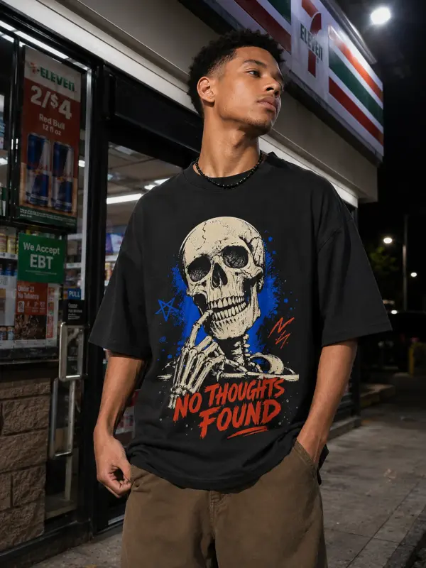 No thought found oversize tee model 1.webp