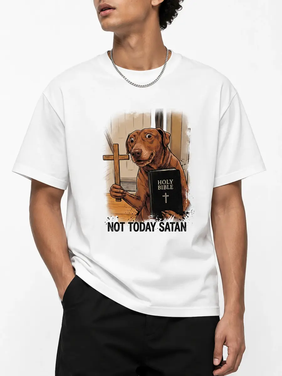 Not today satan 260gsm combed cotton loose fit streetwear t shirt details 5.webp