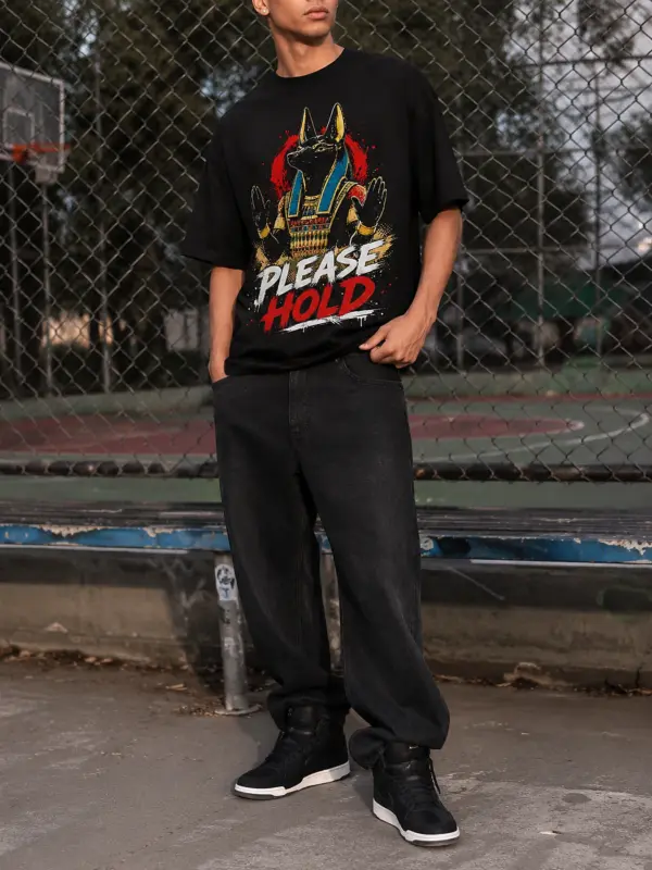 Please hold oversize tee model 1.webp