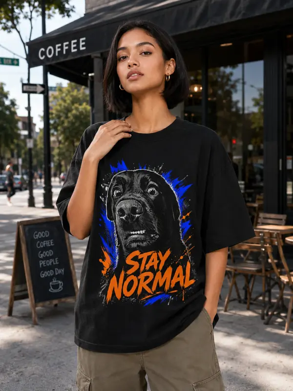 Stay normal oversize tee model 1.webp