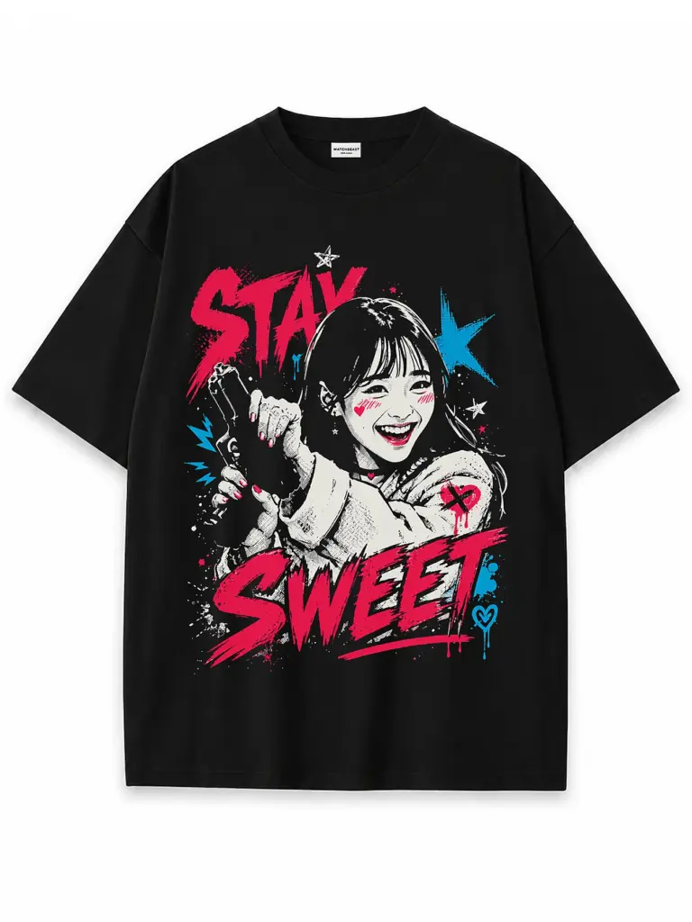 Stay sweet oversize tee 2 black.webp