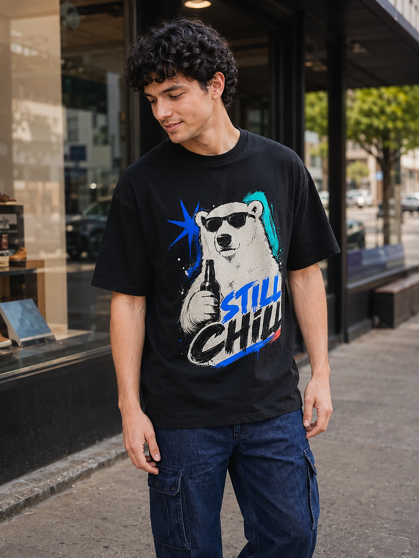 Still chill oversize tee model 1.webp
