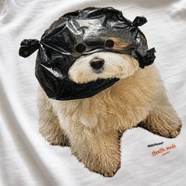 Foil hat dog graphic tee 3 foil20hat20dog print20detail.webp