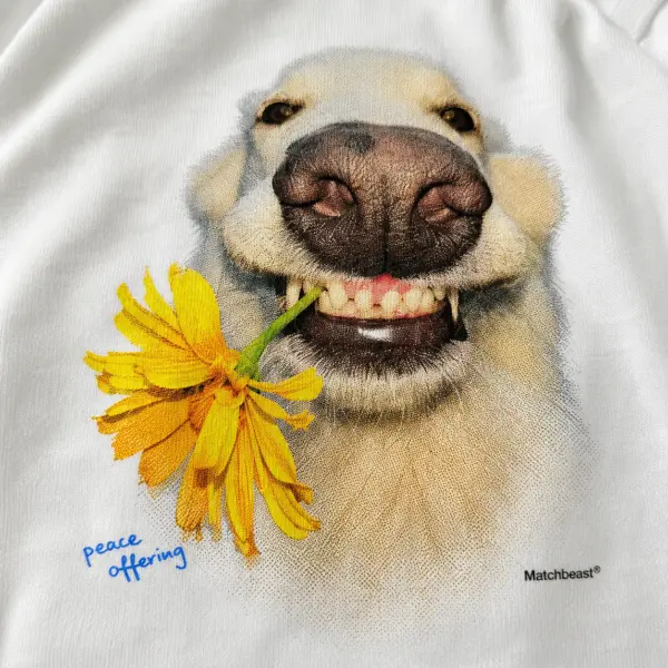 Happy flower dog graphic tee 3 happy20flower20dog print20detail.webp
