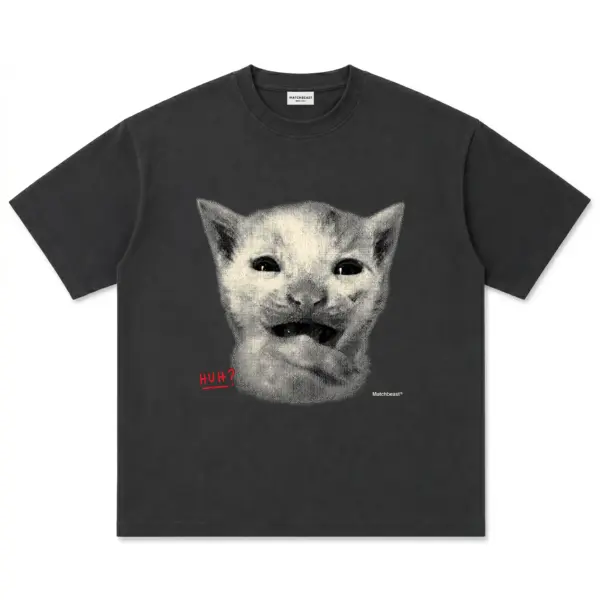 Huh cat t shirt huh cat black