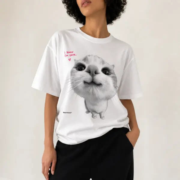 Know im cute cat graphic tee 1 know20im20cute20cat model.webp