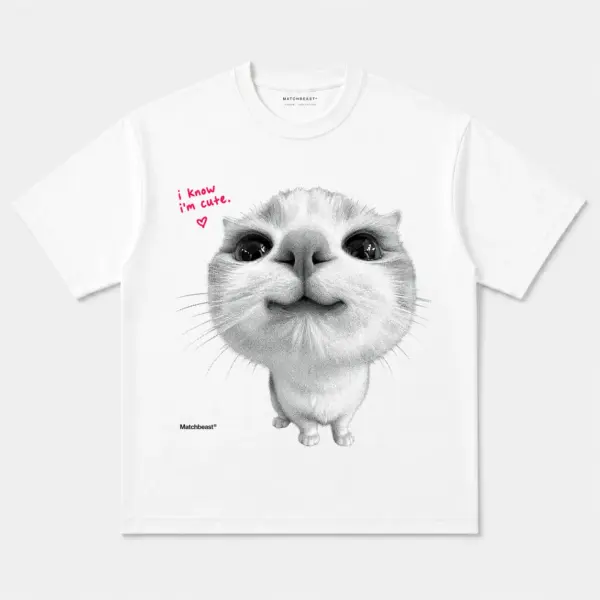 Know im cute cat graphic tee 2 know20im20cute20cat white.webp