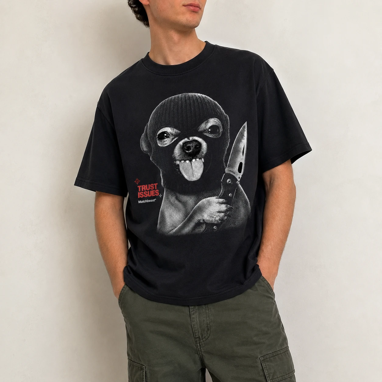 Trust issues bandit dog graphic tee 1 trust20issues20bandit20dog model.webp