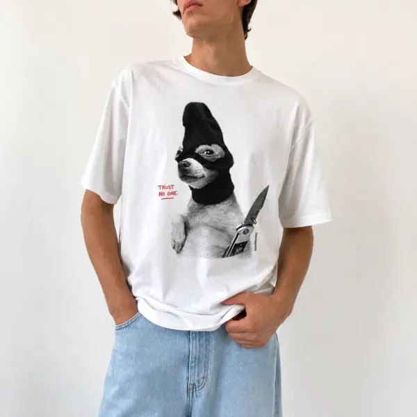 Trust no one dog graphic tee 1 trust20no20one20dog model.webp