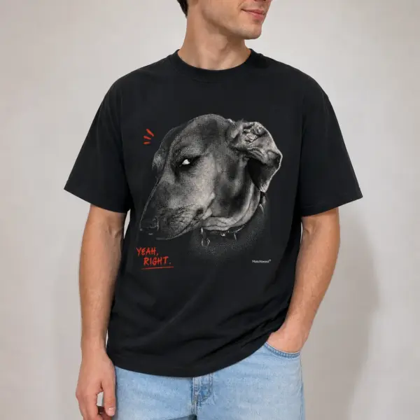 Yeah right dog graphic tee 1 yeah20right20dog model.webp