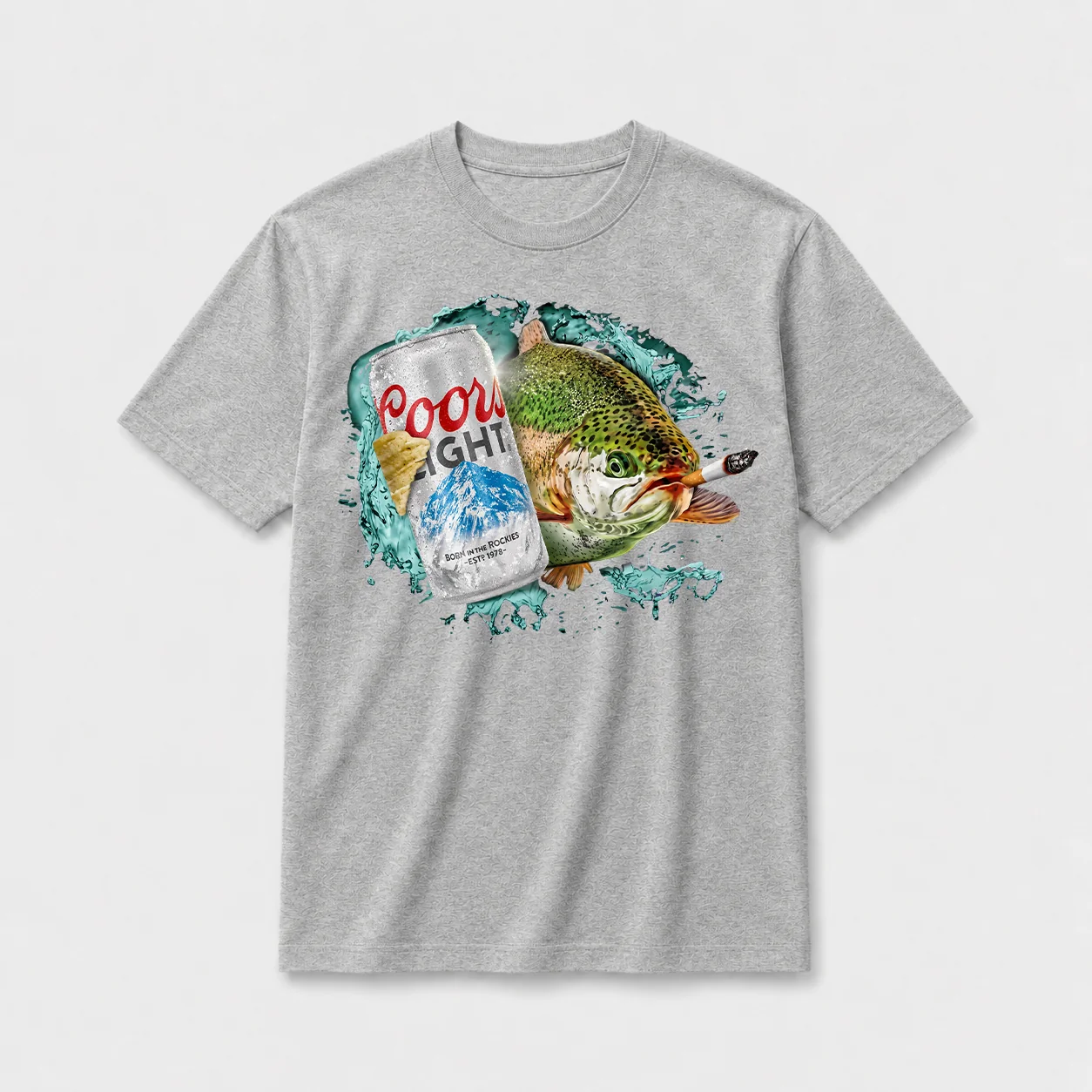 Cold one trout t shirt gray