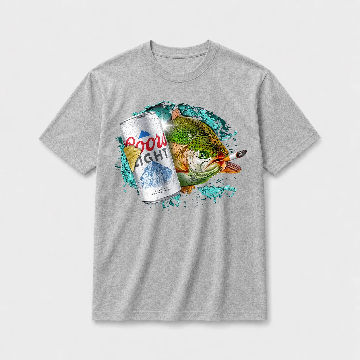 Cold one trout t shirt gray
