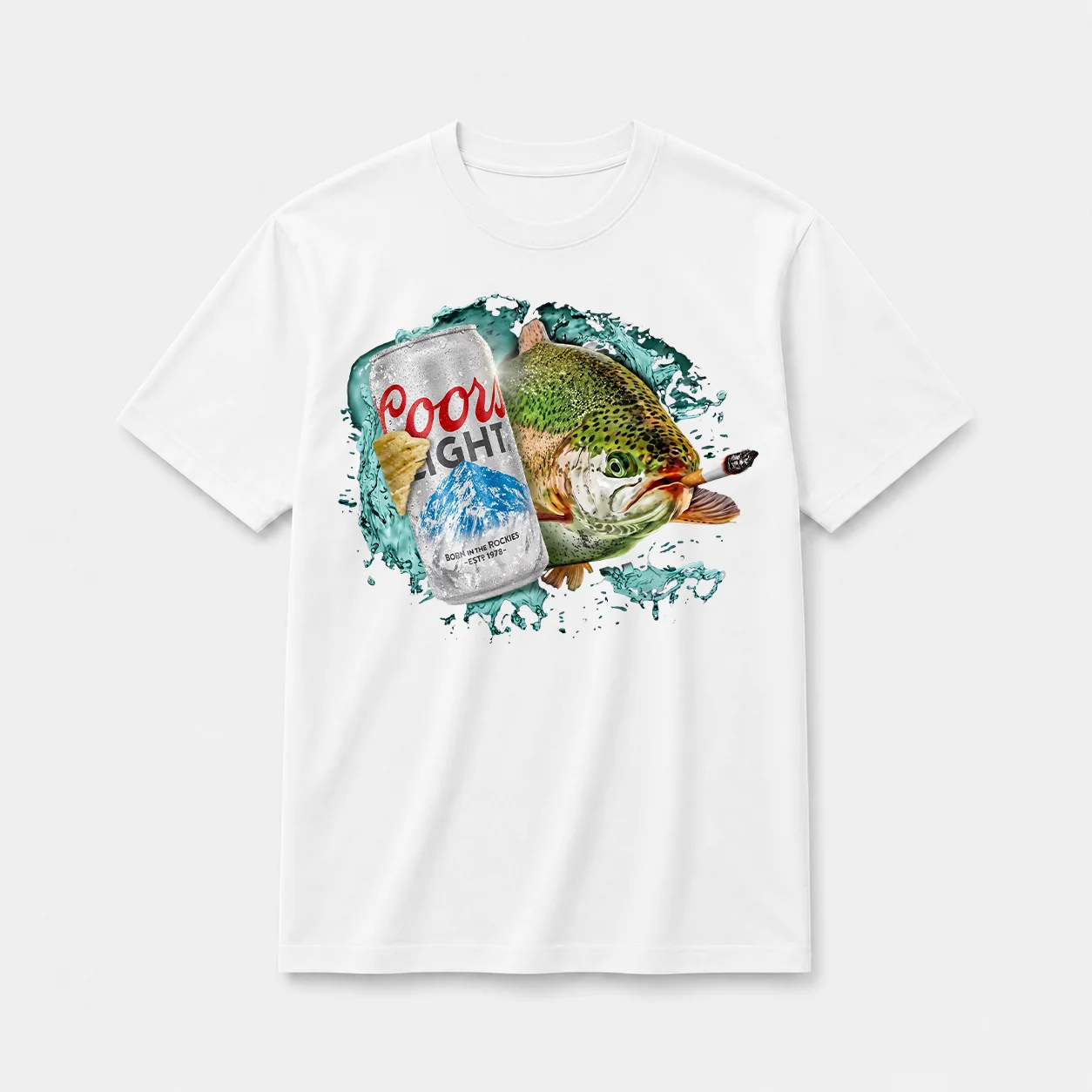 Cold one trout t shirt white